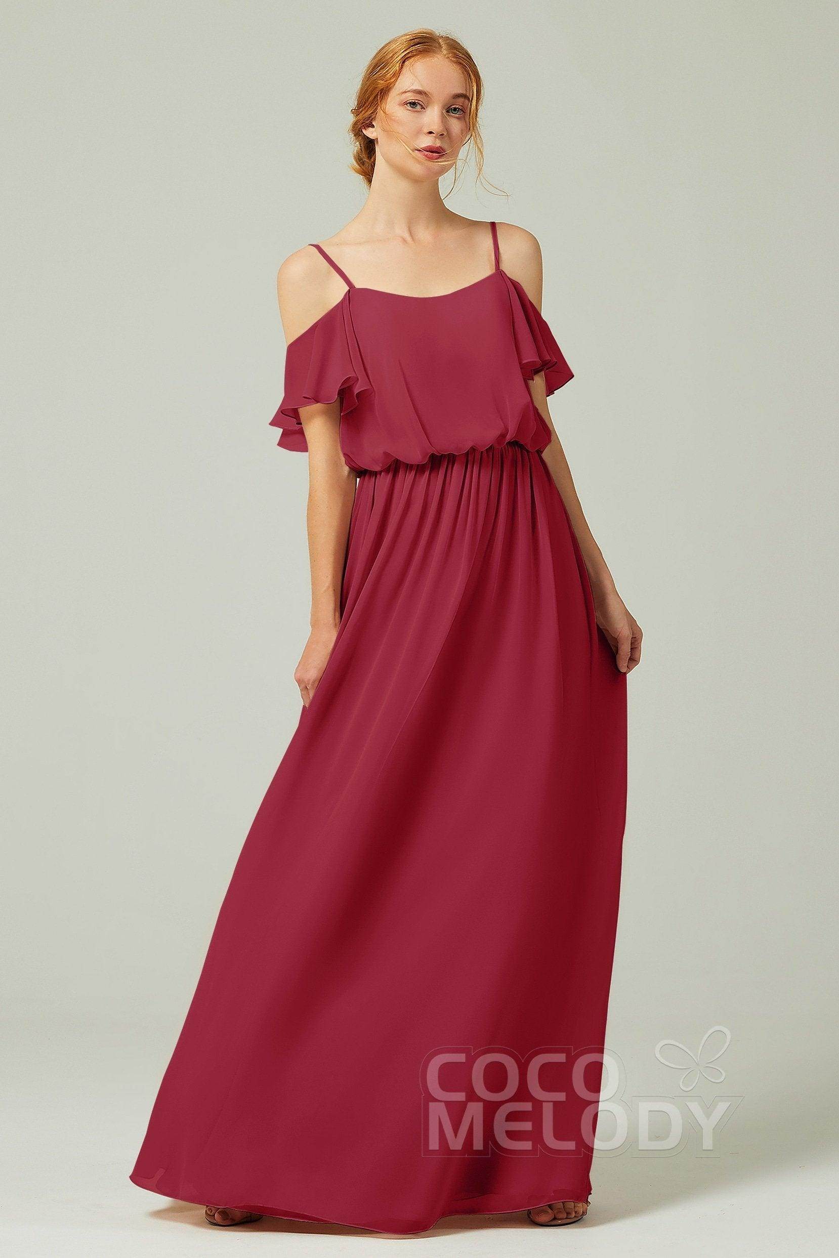 A-Line Floor Length Chiffon Bridesmaid Dress CB0300 - COCOMELODY